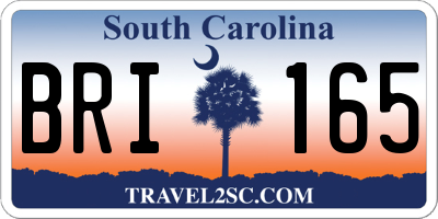 SC license plate BRI165