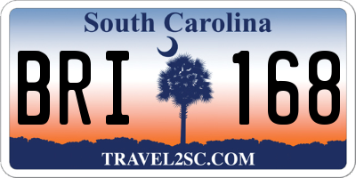 SC license plate BRI168