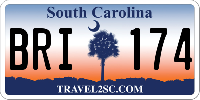 SC license plate BRI174