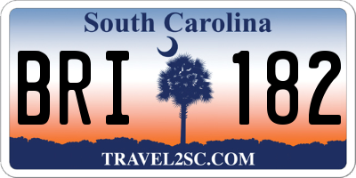 SC license plate BRI182