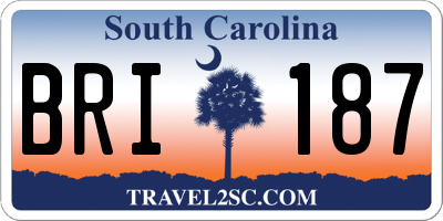 SC license plate BRI187
