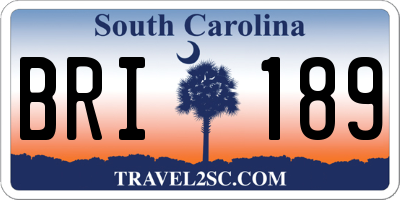SC license plate BRI189