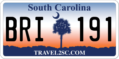 SC license plate BRI191