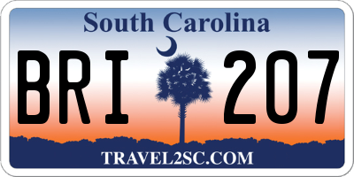 SC license plate BRI207
