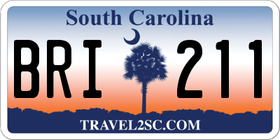 SC license plate BRI211