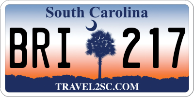 SC license plate BRI217