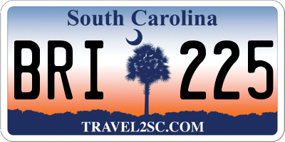 SC license plate BRI225