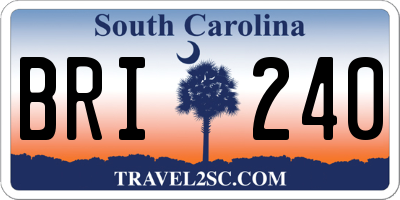 SC license plate BRI240