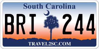 SC license plate BRI244