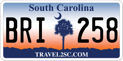 SC license plate BRI258
