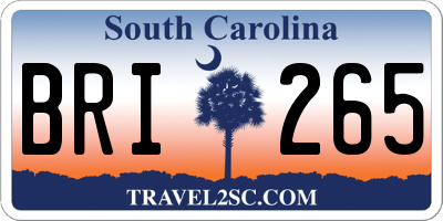 SC license plate BRI265