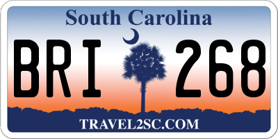 SC license plate BRI268