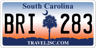 SC license plate BRI283