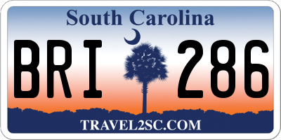 SC license plate BRI286