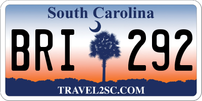 SC license plate BRI292