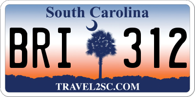 SC license plate BRI312
