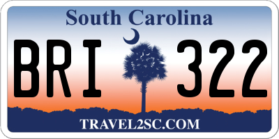 SC license plate BRI322