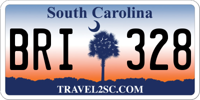 SC license plate BRI328