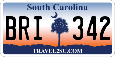 SC license plate BRI342