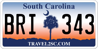 SC license plate BRI343