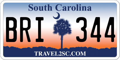 SC license plate BRI344