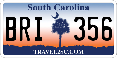 SC license plate BRI356