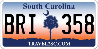 SC license plate BRI358
