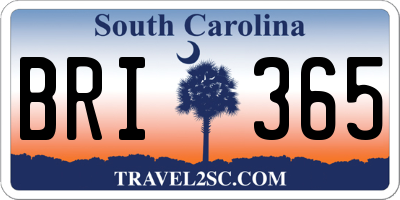 SC license plate BRI365