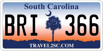 SC license plate BRI366