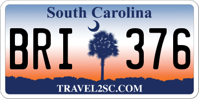 SC license plate BRI376