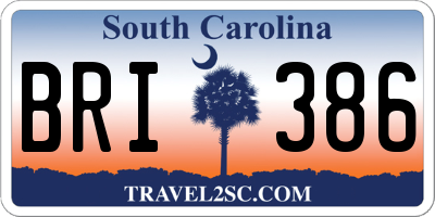 SC license plate BRI386