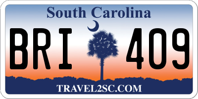SC license plate BRI409