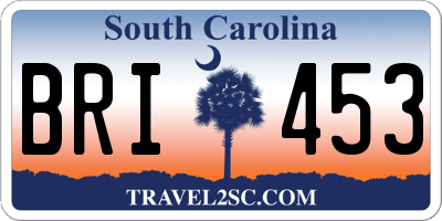 SC license plate BRI453