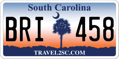 SC license plate BRI458