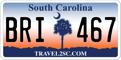 SC license plate BRI467