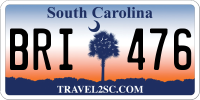 SC license plate BRI476