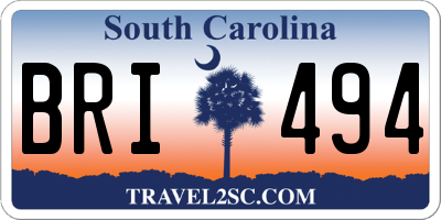 SC license plate BRI494