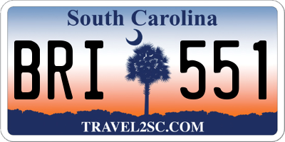 SC license plate BRI551