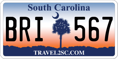 SC license plate BRI567