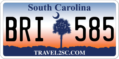 SC license plate BRI585
