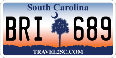 SC license plate BRI689