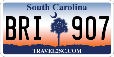 SC license plate BRI907