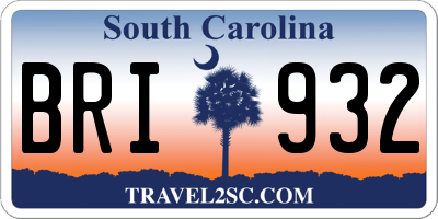 SC license plate BRI932