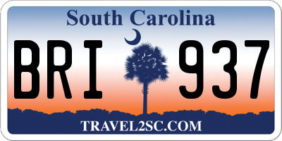 SC license plate BRI937