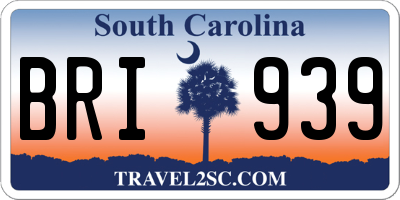 SC license plate BRI939