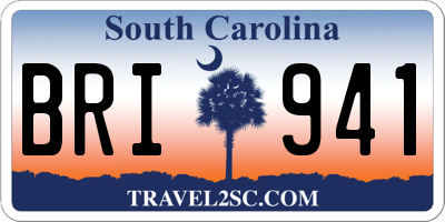 SC license plate BRI941