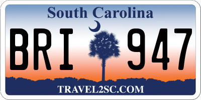 SC license plate BRI947