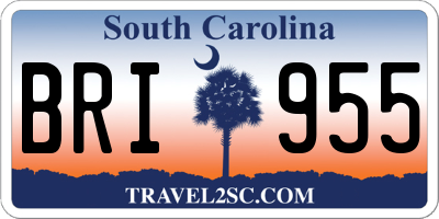 SC license plate BRI955