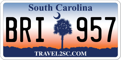 SC license plate BRI957