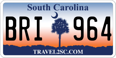 SC license plate BRI964